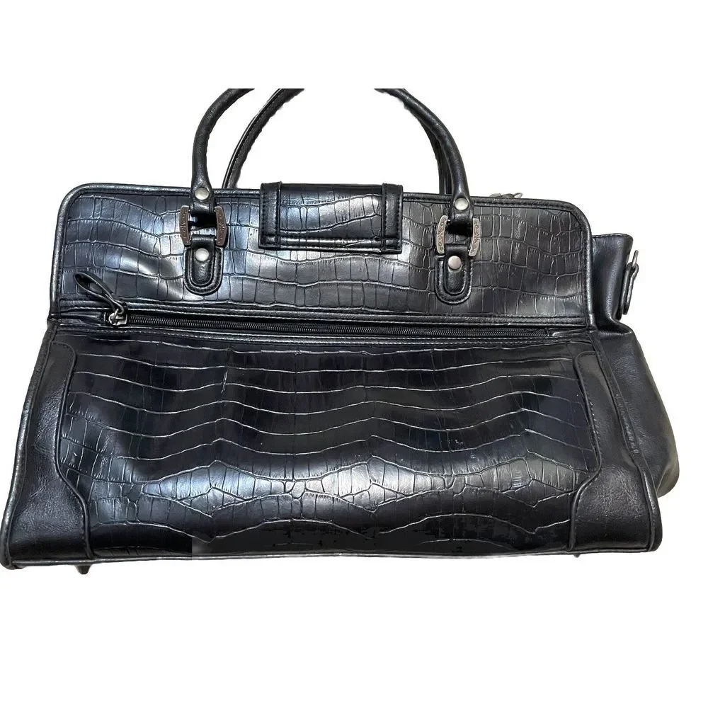 CROFT AND‎ BARROW TOTE BAG LAPTOP BAG PURSE BLACK FAUX LEATHER